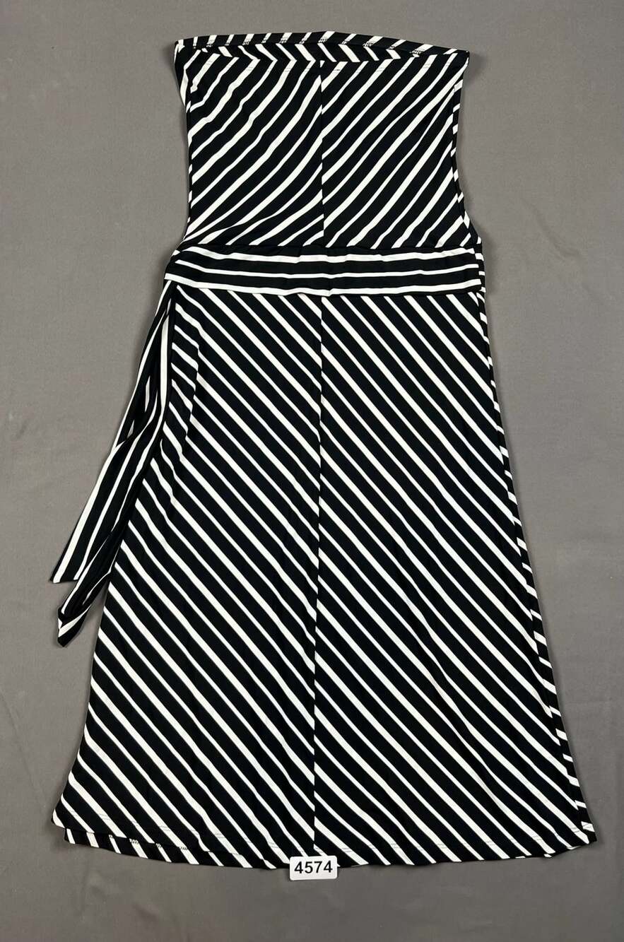 Poetry Clothing Strapless Maxi Dress Size M Black White Striped Belted